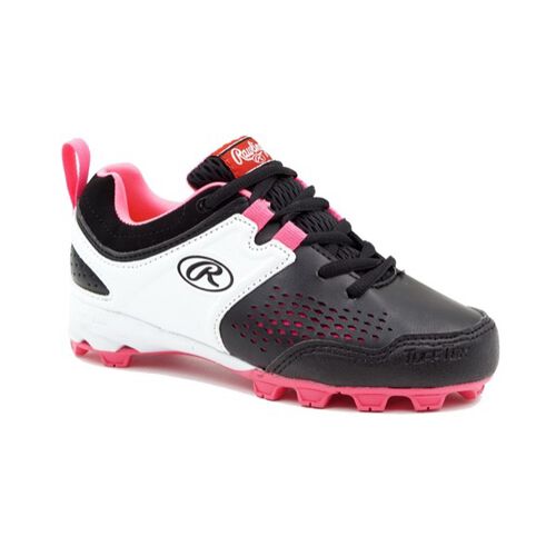 Rawlings White, Pink, and Black Youth Girls Clubhouse Low Cleats SKU #5561GBKPK